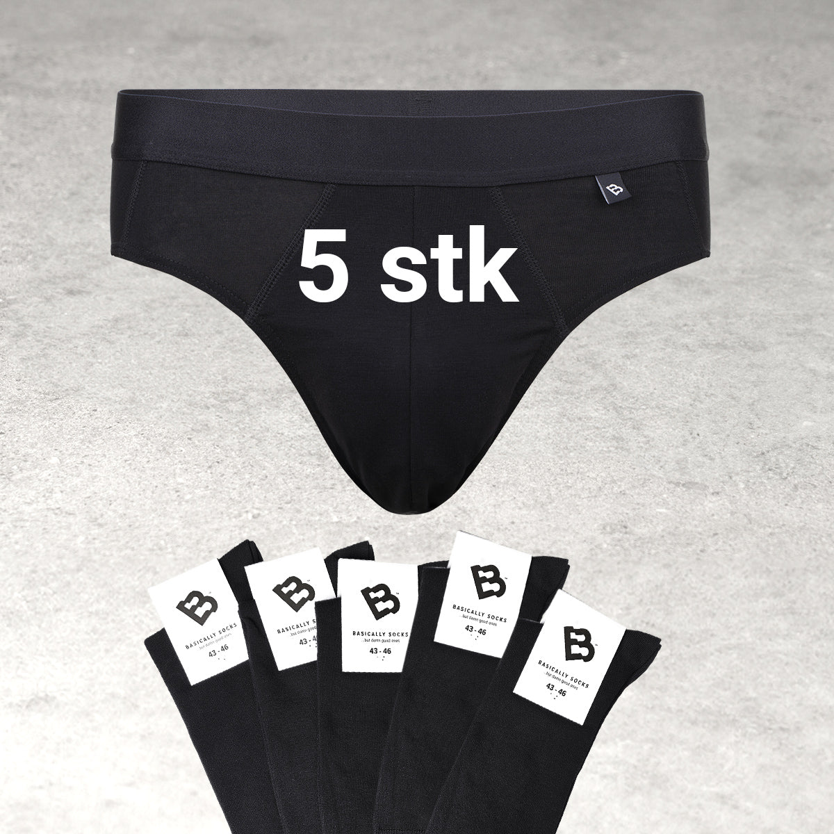 5 briefs + 5 strømper